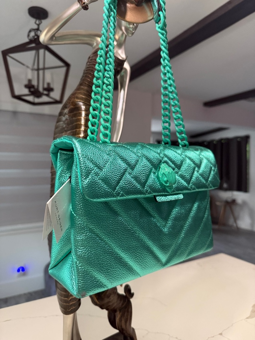 💥Kurt Geiger London Kensington Drench💥 NWT! Metallic Green - Picture 12 of 12